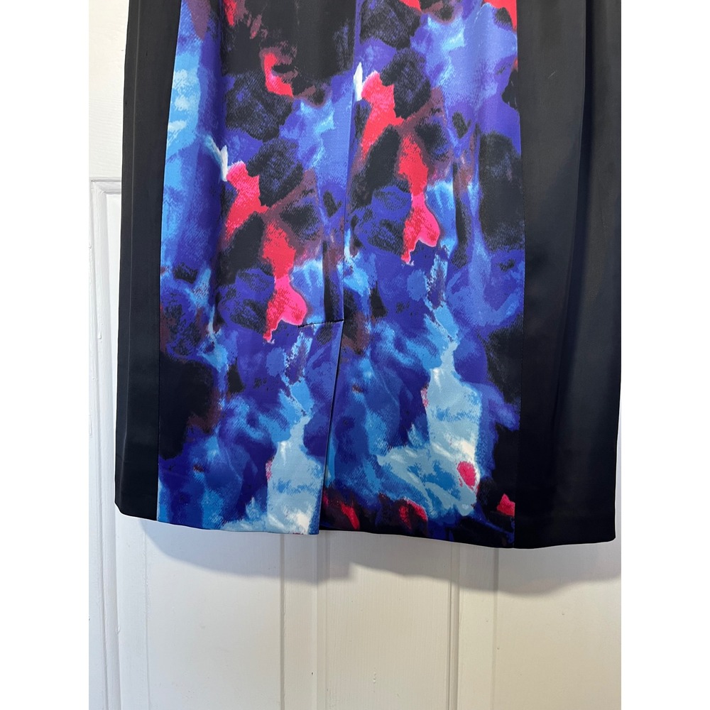 JAX Floral Sheath Dress Women 12 Black Blue Beaded Halter Neck - Picture 12 of 12
